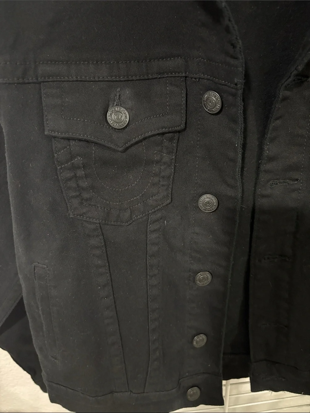True Religion Black Denim Trucker Jacket